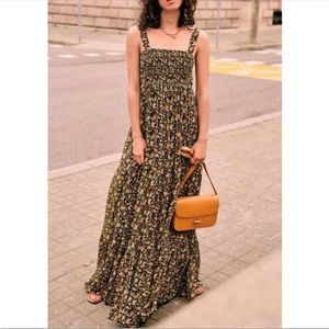 Sézane Millie Dress in Black/Yellow Blossoms